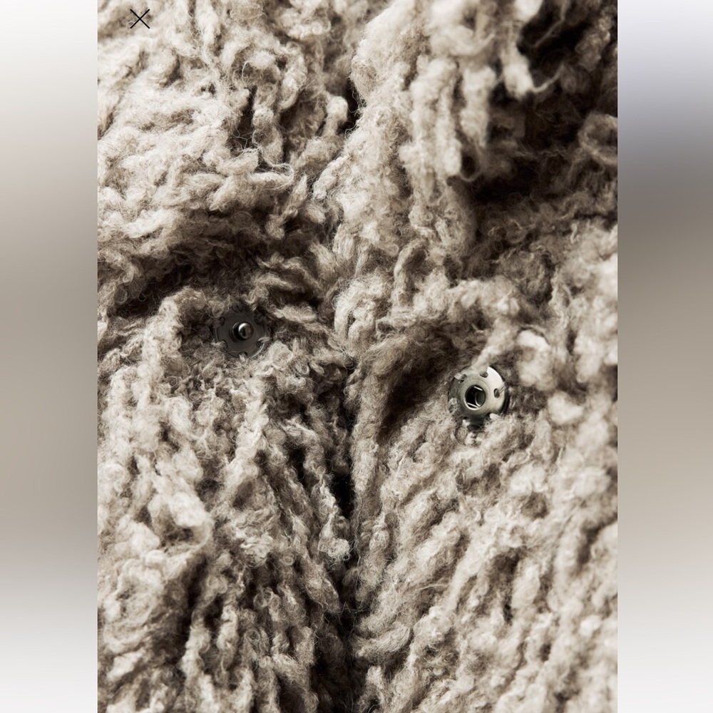 ZARA FAUX FUR KNIT JACKET 4938/102 SMALL MINK BEIGE CARDIGAN COAT TEDDY SHERPA - Picture 8 of 13